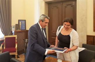 Συνάντηση  του Γιώργου Χατζημάρκου με την Υπουργό Πολιτισμού Λυδία Κονιόρδου